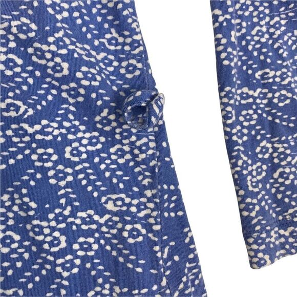 Carole Hochman Floral Robe Cotton Medium M Blue White Wrap NO Belt Long Sleeve - Picture 8 of 11